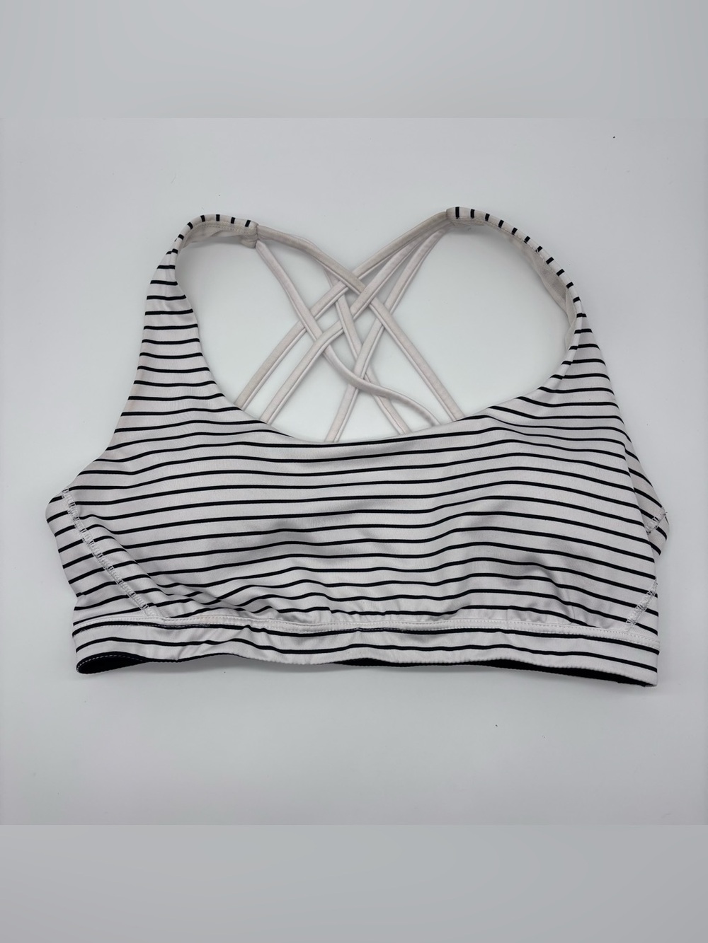 Victoria Sport Striped Crisscross Back Sports Bralette - White/Black
